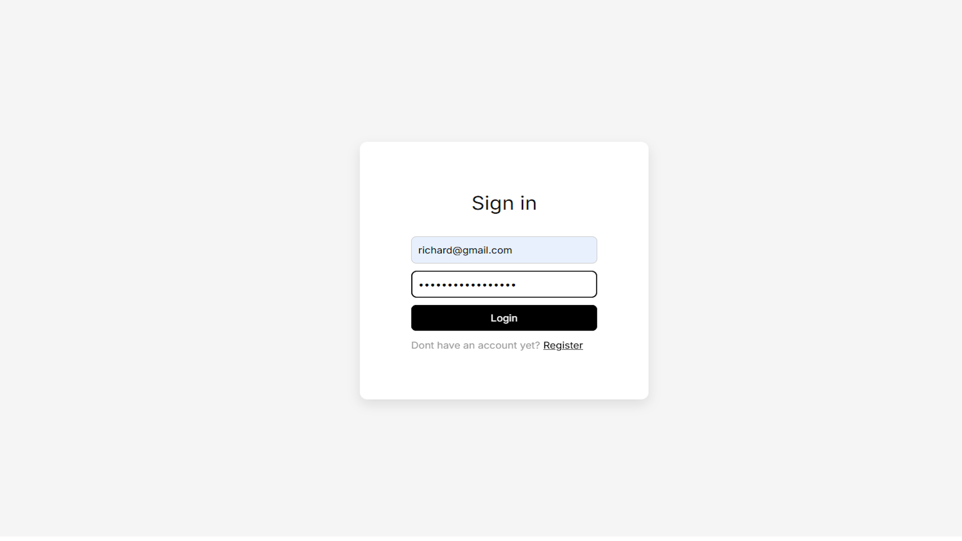 Chat sign-in screen