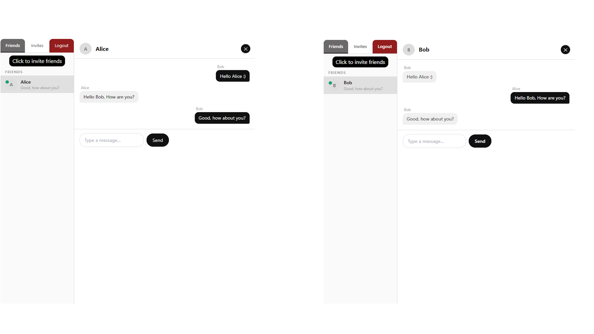 Chat participants side by side
