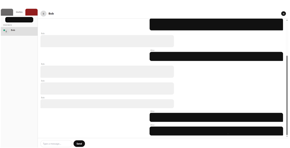 Realtime Chat Application with a friends list and an open conversation